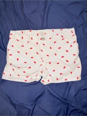 The Children's Place Girls Size 12 White Watermelon Print Cotton Shorts